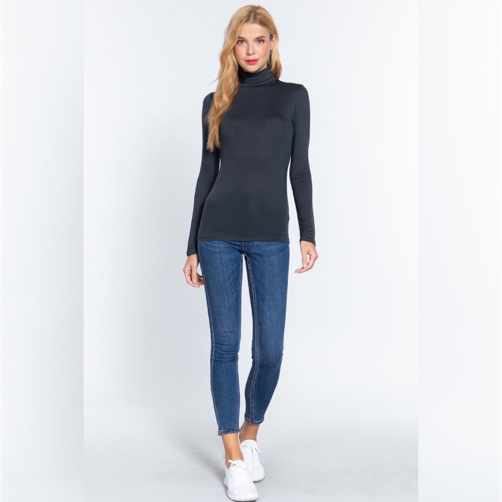 TURTLE NECK RAYON JERSEY TOP
